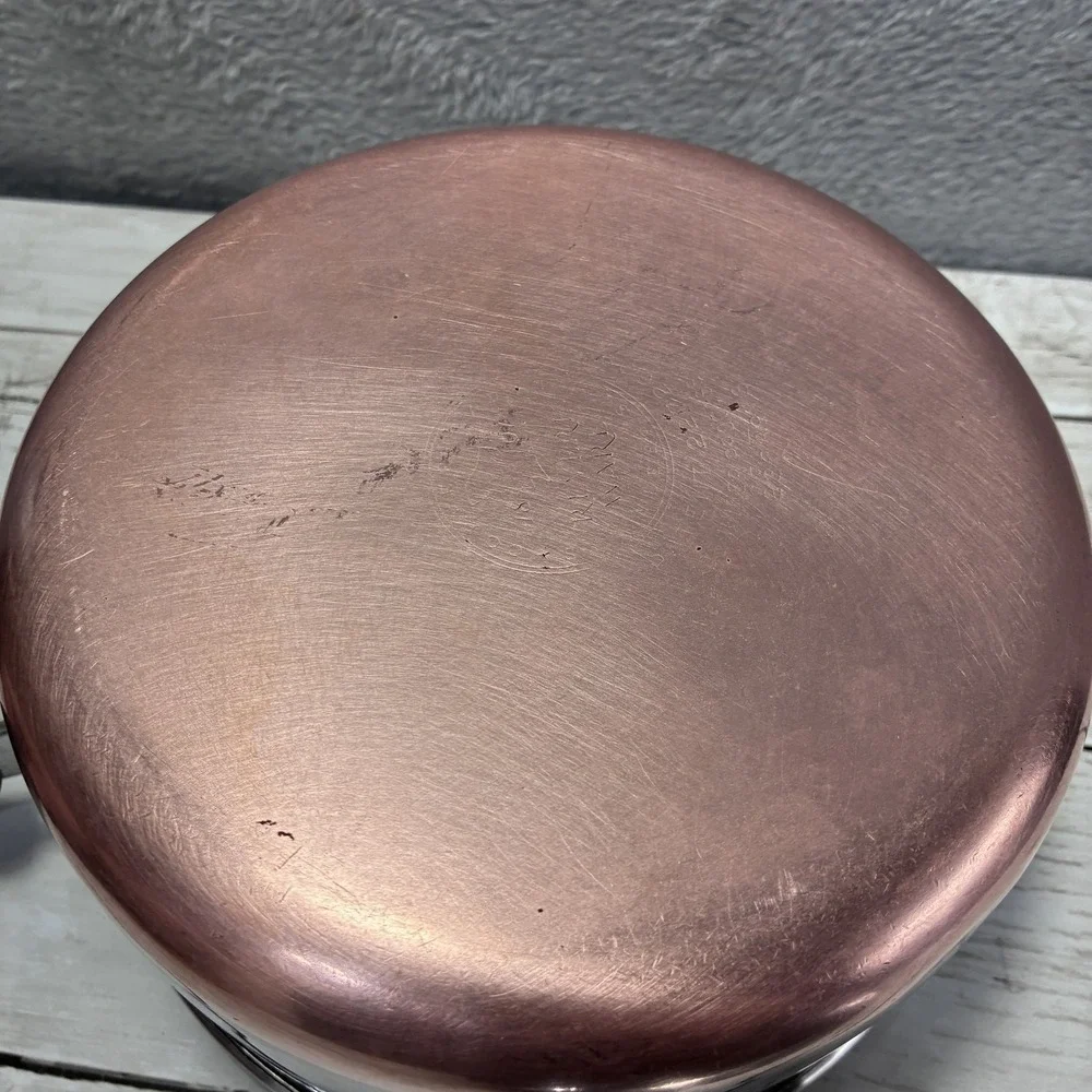 Vintage Revere Ware Stainless Steel Copper Clad Saucepan Pot with Lid